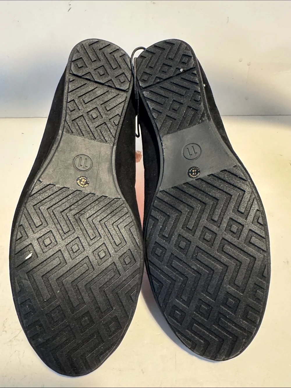 a.n.a Black Suede Ankle-Tie Flats